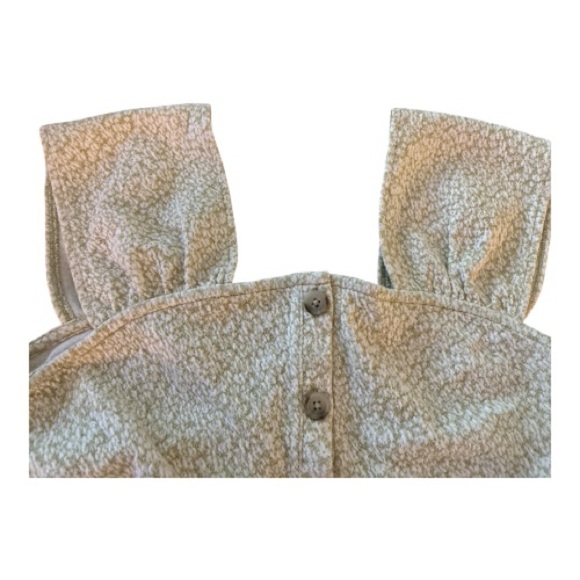 MADEWELL crop top size Medium, large square shoulders, light green, tan floral - Picture 2 of 7